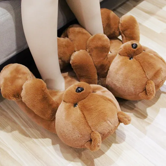 Winter Indoor Teddy Bear Shark Bunny Custom Animal Plush Slippers