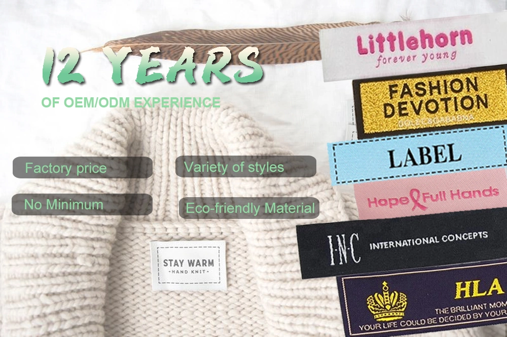 Customized Brand Name Logo Golden Small Woven Label for Garment Accessories