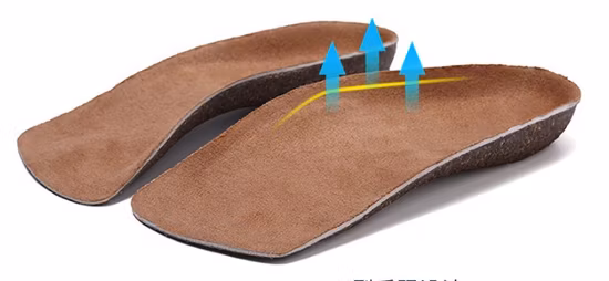Breathable Arch Support Orthotic Cork Insole for Flat Foot