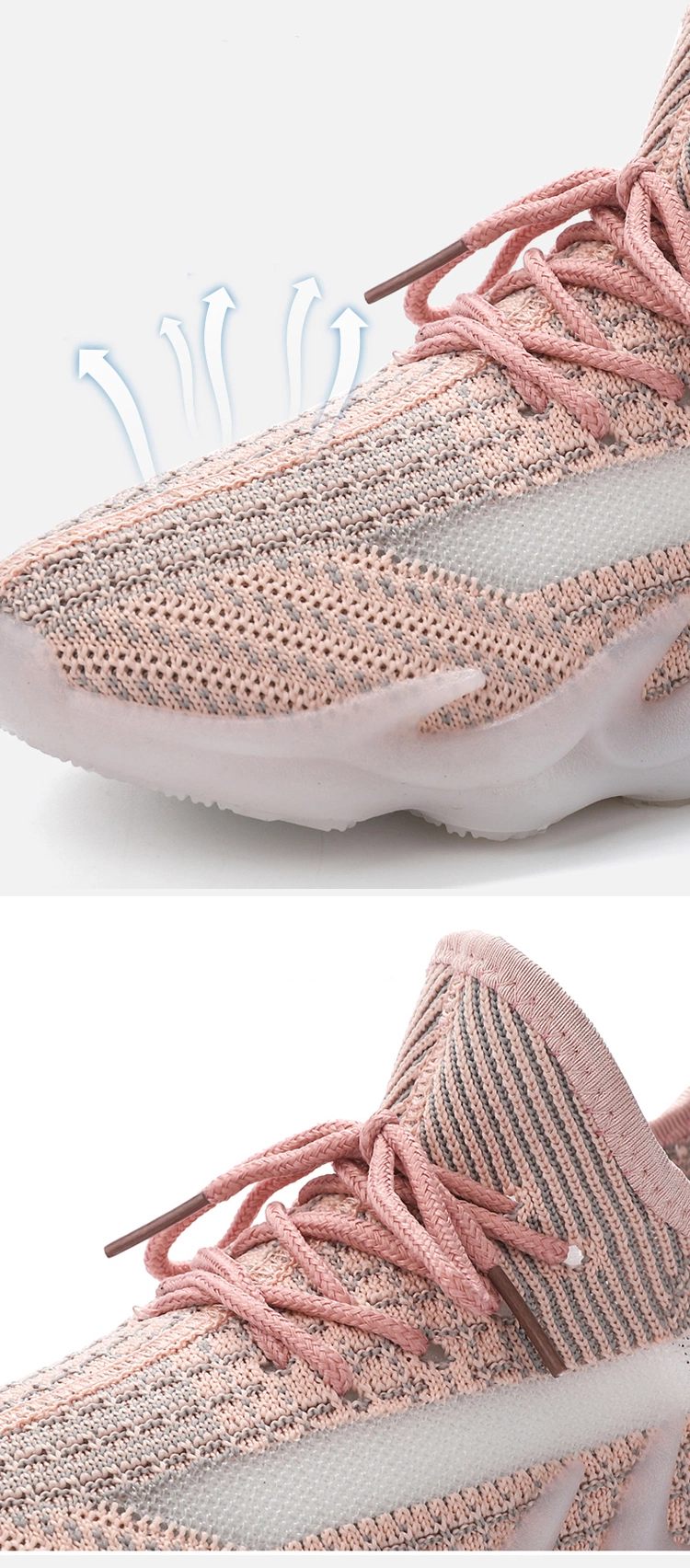 Chic Jelly Sole Fly Knitting Breathable Lady Walking Casual Women Sneaker