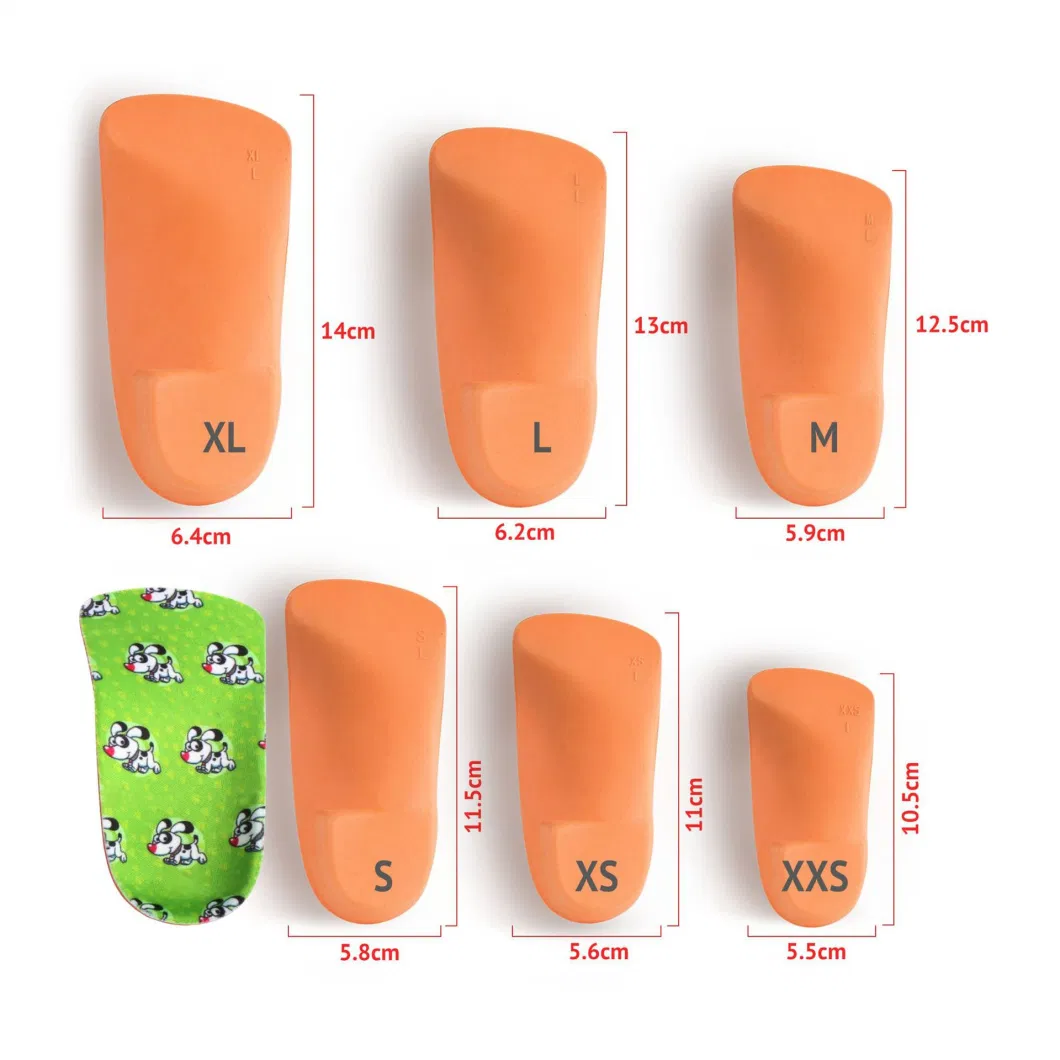 Toddler Child Use Semi Rigid Corrective Arch Support 3/4 Orthotic for Flat Feet