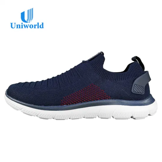 Uniworld Vietnam Factory OEM Summer Men Breathable Slip on Fashion Fly Knit Upper Men′ S Casual Shoe Lightweight Sneakers