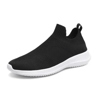 Mens Casual Walking Shoes Knit Breathable Lace Less Running Slip