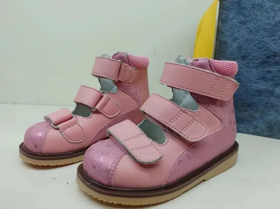 High Orthopedic Sandal for Girl with Traditional Chinese Embroidery and Ankle Support 