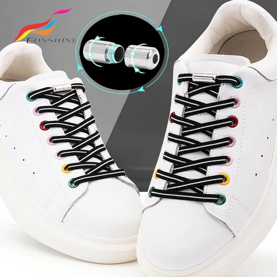 Eonshine 8mm Lazy Stretch Flat No Tie Metal Capsule Buckle Elastic Shoelaces 