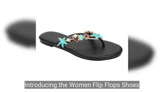 Women's/Ladies' Flip Flops Slippers with Starfish/Seashell & Rhinestones Details 